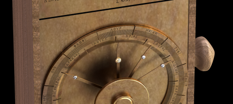 Antikythera Mechanism model by Hublot: front face (detail)